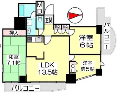 兵庫県神戸市中央区下山手通6丁目【マンション】の間取り