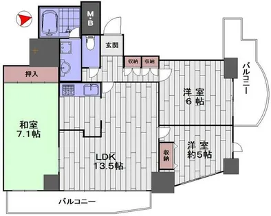 兵庫県神戸市中央区下山手通6丁目【マンション】の間取り