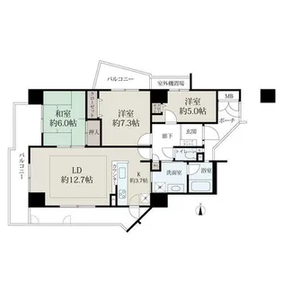 ローレルスクエア木津川台Ⅱ期14番館【7階】の間取り