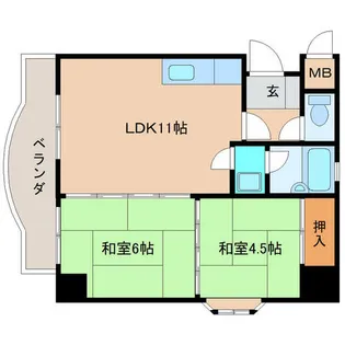 2LDKの間取り画像