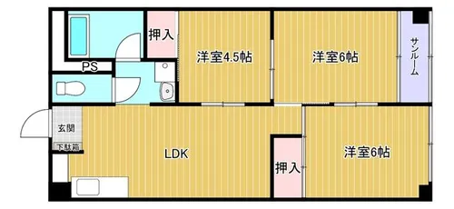 烏ヶ辻コーポ【6階】の間取り