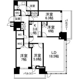 北海道札幌市北区北八条西1丁目【マンション】の間取り