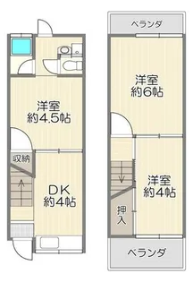 大阪府枚方市養父西町【テラスハウス】の間取り