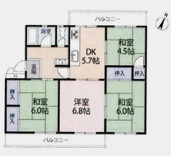 ひよどり台七団地35号棟【401号室】の間取り