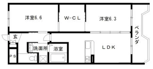 久宝寺ヴィラ【202号室】の間取り