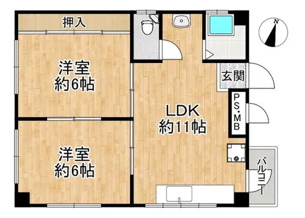 兵庫県神戸市中央区筒井町3丁目【マンション】の間取り