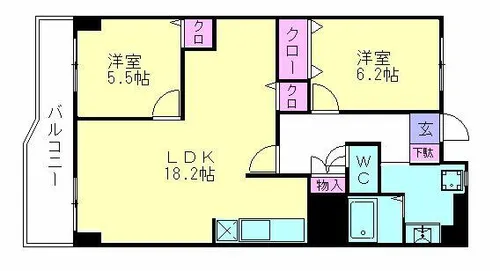 福岡県福岡市中央区草香江2丁目【マンション】の間取り