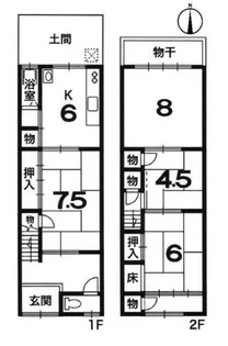 京都府京都市右京区花園円成寺町【一戸建】の間取り