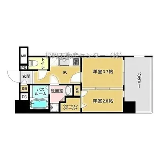 福岡県福岡市東区箱崎1丁目【マンション】の間取り
