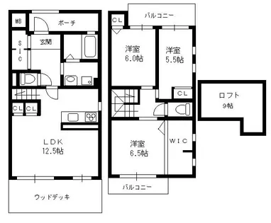 ヴィラージュ山手【1階】の間取り