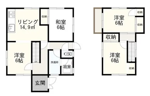 滋賀県湖南市サイドタウン3丁目【一戸建】の間取り
