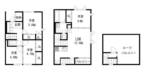 北海道札幌市西区西野五条8丁目【テラスハウス】の間取り