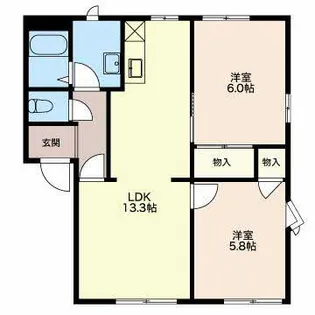 オレンジパーク野田 B棟【201号室】の間取り