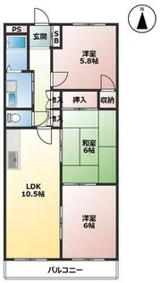 エクレール東園田【202号室】の間取り