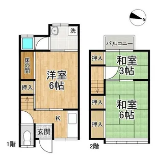 京都府京都市山科区四ノ宮行者谷【テラスハウス】の間取り