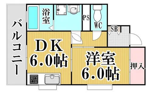 福岡県福岡市早良区西新5丁目【マンション】の間取り