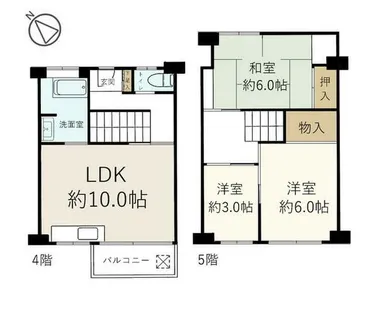 松が丘住宅10号棟【4階】の間取り