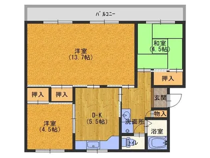 ひよどり台第六団地29号棟【305号室】の間取り