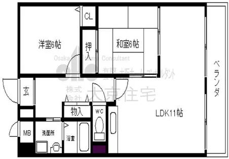 クリスタル美園【401号室】の間取り