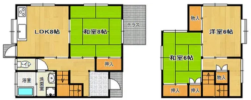 福岡県福岡市東区唐原2丁目【テラスハウス】の間取り