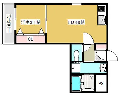 ジーメゾン守口藤田【201号室】の間取り