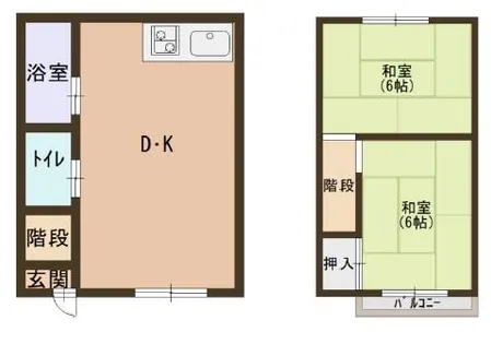 兵庫県尼崎市南武庫之荘4丁目【テラスハウス】の間取り