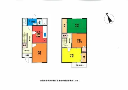 兵庫県神戸市北区南五葉3丁目【テラスハウス】の間取り