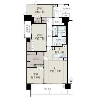 ローレルコート近鉄奈良ザ・レジデンス【6階】の間取り