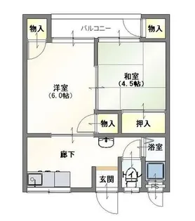 男山フラット【1階】の間取り