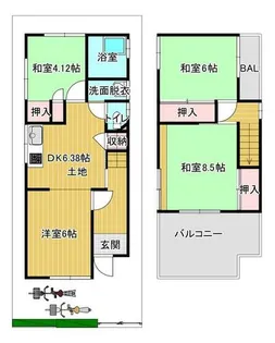 大阪府堺市中区大野芝町【一戸建】の間取り