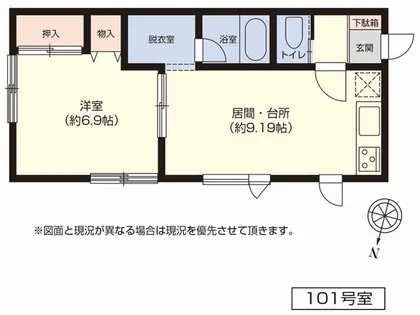 サンリバ稲穂【101号室】の間取り