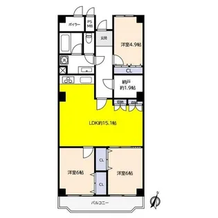 東芦屋ハイツ【5階】の間取り