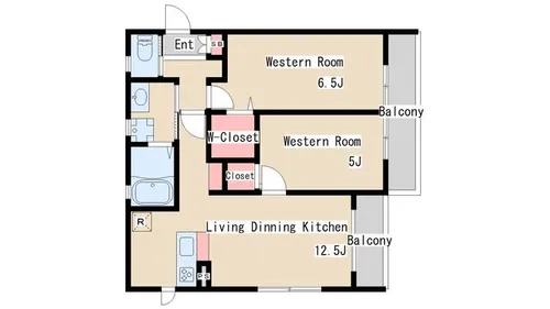 ワコーレヴィータ神戸山手WEST【301号室】の間取り