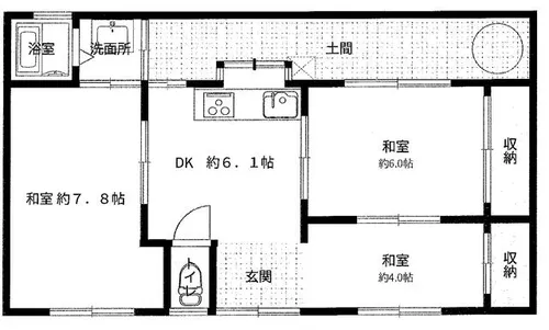 京都府京都市南区東九条河西町【テラスハウス】の間取り