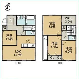 愛知県半田市成岩本町1丁目【一戸建】の間取り