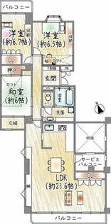 芦屋緑1住宅2号棟【5階】の間取り