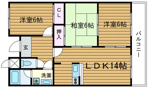 三杉プチシャトー【4階】の間取り