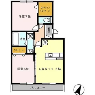 セジュール賀茂【1階】の間取り