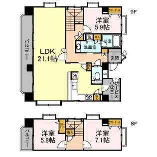 リージェント大橋【901号室】の間取り