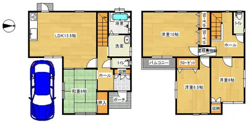 大阪府貝塚市脇浜4丁目【一戸建】の間取り