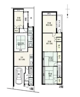 京都府京都市右京区龍安寺塔ノ下町【一戸建】の間取り