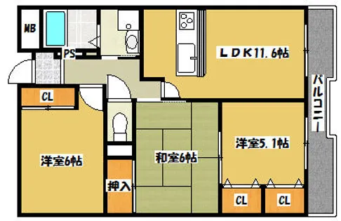 コモド【302号室】の間取り
