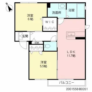積水ハウスの賃貸住宅「Ele-Garden」【2階】の間取り