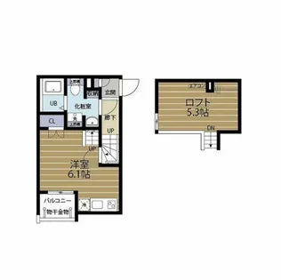 ランドスクエア上飯田【1A号室】の間取り