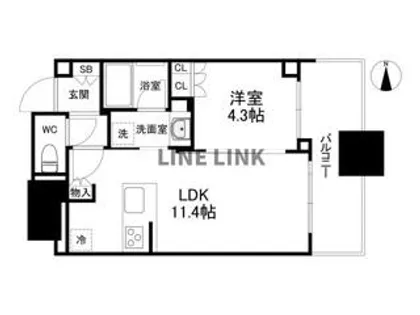 シティタワー大阪本町【15階】の間取り