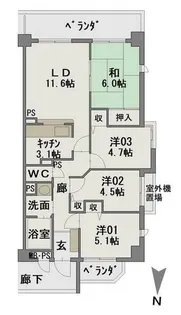 ラビデンス延寿【401号室】の間取り