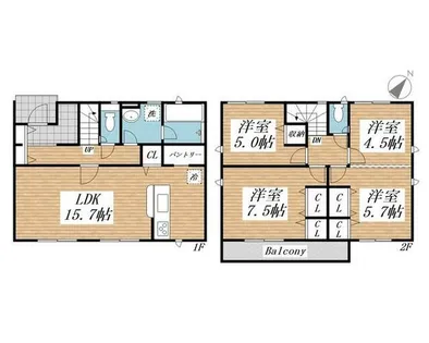 福岡県北九州市小倉南区朽網西1丁目【一戸建】の間取り
