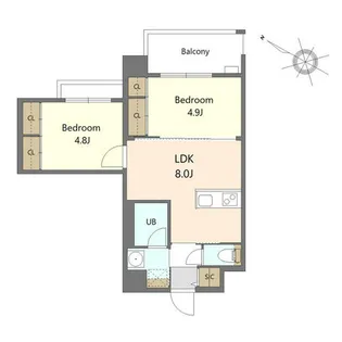 福岡県福岡市博多区三筑2丁目【マンション】の間取り