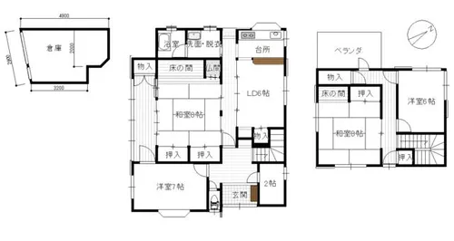 兵庫県洲本市上物部【一戸建】の間取り