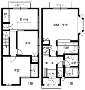 福岡県福岡市南区清水3丁目【タウンハウス】の間取り